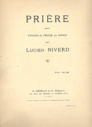 Prire pour violon et orgue (piano)