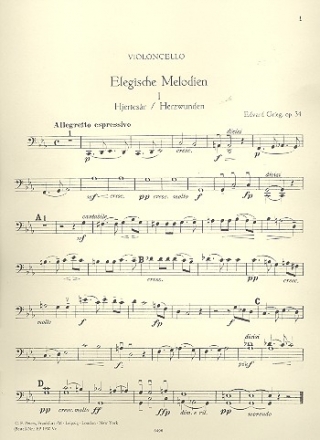 Elegische Melodien op.34 fr Streichorchester Violoncello