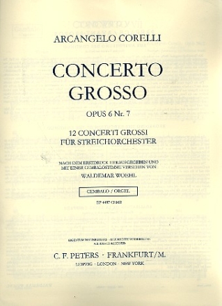 Concerto grosso B-Dur op.6,7 fr Streichorchester Cembalo