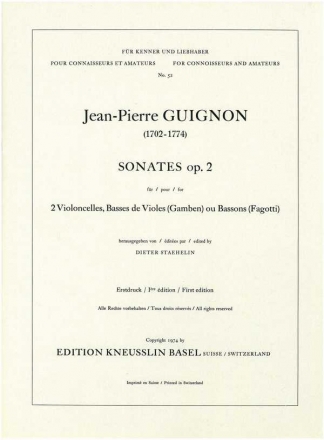 Sonates op.2 fr 2 Voloncelli Stimmen