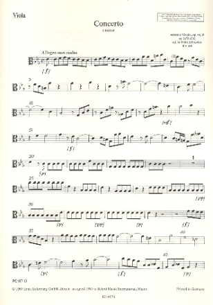 Konzert c-Moll R 441/P 440/F VI:11 fr Blockflte und Streichorchester Viola