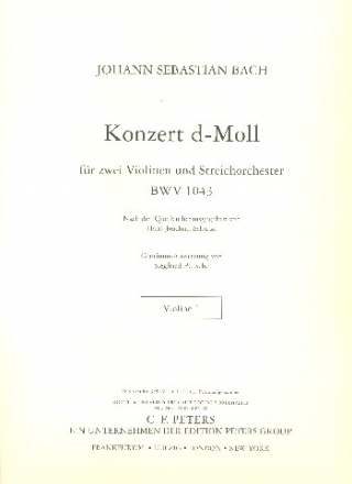 Konzert d-Moll BWV1043 fr 2 Violinen und Orchester Violine 1