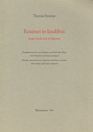 Resonet in laudibus fr gem Chor (SSB), 2 violinen und Bc Partitur (dt/la)