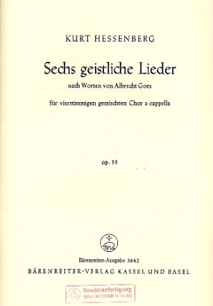 6 geistliche Lieder op.55 fr gem Chor a cappella Singpartitur