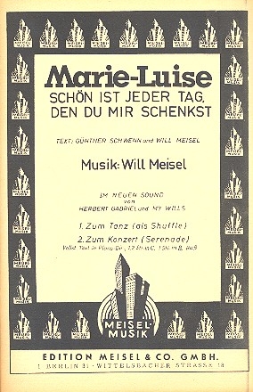 Marie-Luise fr Salonorchester Piano-Direktion und Stimmen