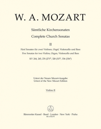 5 Sonaten fr 2 Violinen, Orgel, Violoncello und Ba Violine 2