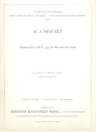 Ombra felice KV255 - Konzertarie fr Alt und Orchester Partitur