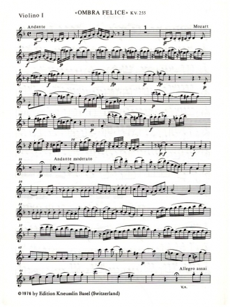 Ombra felice KV255 - Konzertarie fr Alt und Orchester Violine 1