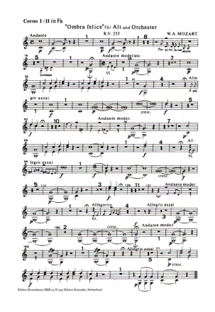Ombra felice KV255 - Konzertarie fr Alt und Orchester Harmoniestimmen