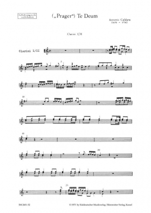 TE DEUM SATB SOLI, SATB CHOR UND ORCHESTER PRAGER TE DEUM     KLARINETTE 1-2