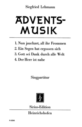 Advents-Musik fr gem Chor und Instrumente Chorpartitur