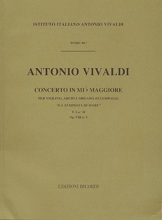 Concerto mi bemol maggiore op.8,5 F.I:26 per violino, archi e organo partitura