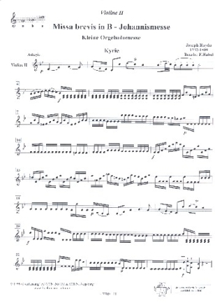 Missa brevis B-Dur 'in honorem sancti Joannes de deo' fr gem Chor, Streicher und Orgel Violine 2