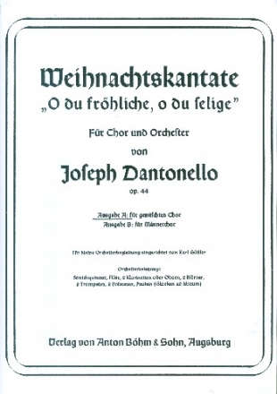 Weihnachtskantate op.44 fr Mnnerchor und Orchester Klavierauszug (dt)