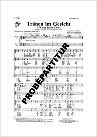 TRAENEN IM GESICHT fr SATB Chor und Klavier Partitur (=Einzelausgabe)