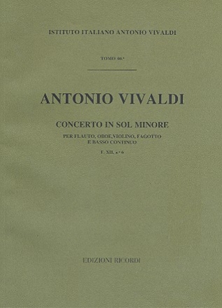 Concerto sol minore fxii:6 per flauto, oboe, violino, fagotto e cembalo, partitura