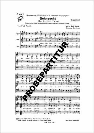 Sehnsucht f�r gem Chor und Klavier Partitur (dt)