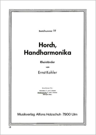 HORCH HANDHARMONIKA RHEIN- LAENDER FUER HANDHARMONIKA (MIT 2. STIMME)
