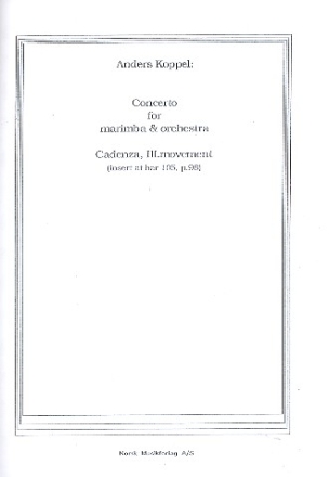 Cadenza to Concerto for Marimba and Orchestra (Movement no.3 ) for marimba score