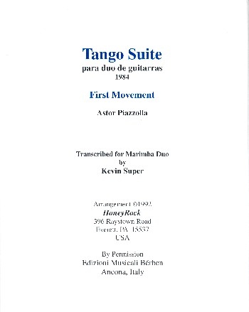 Tango Suite for 2 guitars (1. movement) for marimba duo score and parts