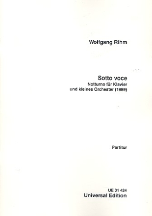 Sotto voce Notturno fr Klavier und kleines Orchester Studienpartitur