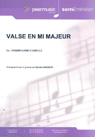 Valse en mi majeur pour 4 guitares partition