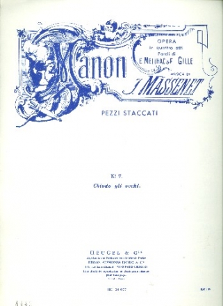 CHIUDO GLI OCCHI POUR VOIX ET PIANO MANON PEZZI STACCATI NO.7