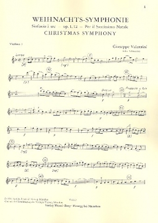 Weihnachtssinfonie op.1,12 fr Streichorchester und Bc Stimmenset (3-3-0-3)