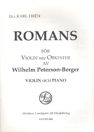 Romans foer violin med orkester foer violin och piano