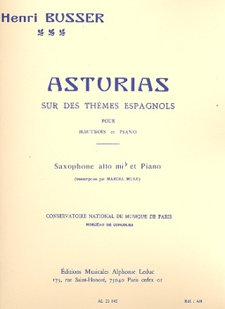 Asturias sur des themes espagnols pour saxophone alto et piano