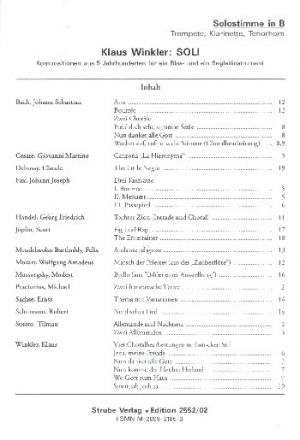 Soli - Kopositionen aus 5 Jahrhunderten fr ein Blas- und ein Begleitinstrument Solostimme in B