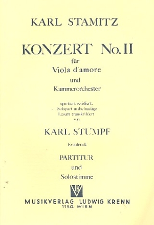 Konzert Nr.2 fr Viola d'amore und Kammerorchester Partitur und Solostimme