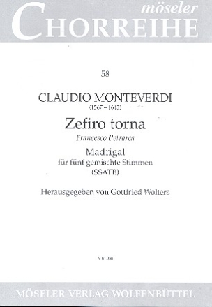 Zefiro torna Madrigal fr gem Chor (SSATB) Partitur