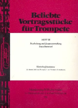 Beliebte Vortragsstcke Band 3 fr Trompete (und Klavier) Klavierbegleitung
