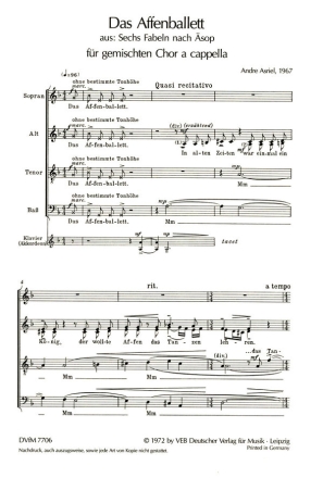 Das Affenballett aus '6 Fabeln nach �sop' f�r gem Chor a cappella Partitur