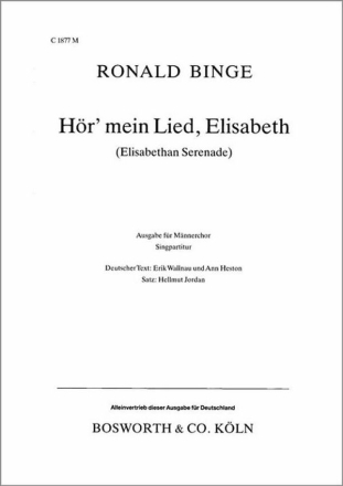 HOER MEIN LIED ELISABETH f�r M�nnerchor und Klavier Partitur (dt)