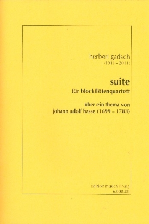 Suite über ein Thema von Johann Adolf Hasse für Blockflötenquartett Partitur
