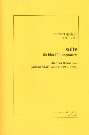 Suite ber ein Thema von Johann Adolf Hasse fr Blockfltenquartett Partitur