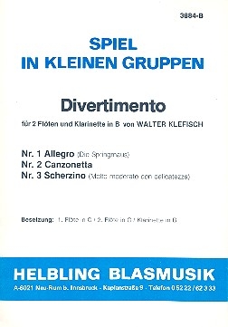 Divertimento fr 2 Flten und Klarinette Partitur und Stimmen