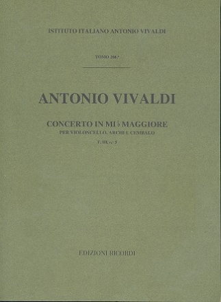 Concerto mi maggiore F.III:5 RV408 per violoncello, archi e cembalo partitura
