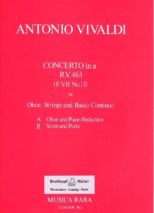 Konzert a-Moll RV463 F.VII:13 fr Oboe, Streicher und Bc Partitur und Stimmen (Oboe + 1-1-1-1-1)