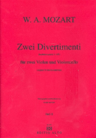 2 Divertimenti nach KV439b fr 2 Violen und Violoncello