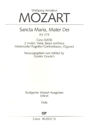 Sancta Maria mater dei KV273 fr gem Chor, Streicher und Orgel Viola