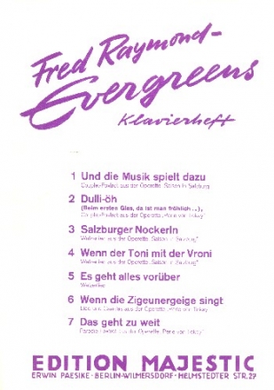 Fred Raymond Evergreens - fr Gesang und Klavier