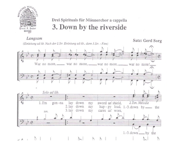 DOWN BY THE RIVERSIDE SPIRITUAL FUER MAENNERCHOR A CAPPELLA, PARTITUR