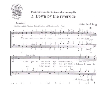 DOWN BY THE RIVERSIDE SPIRITUAL FUER MAENNERCHOR A CAPPELLA, PARTITUR