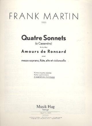 4 Sonnets pour mezzo-soprano, flute, alto et violoncelle pour chant et piano