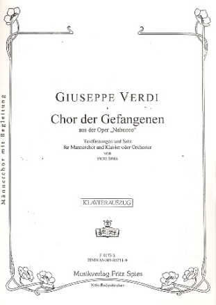 Chor der Gefangenen aus Nabucco fr Mnnerchor und Klavier Partitur