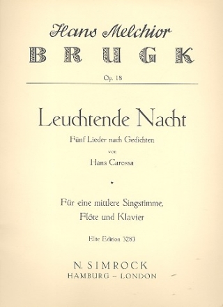 Leuchtende Nacht op.18 fr Gesang (mittel), Flte und Klavier