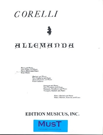 Allemanda for 3 flutes and piano parts